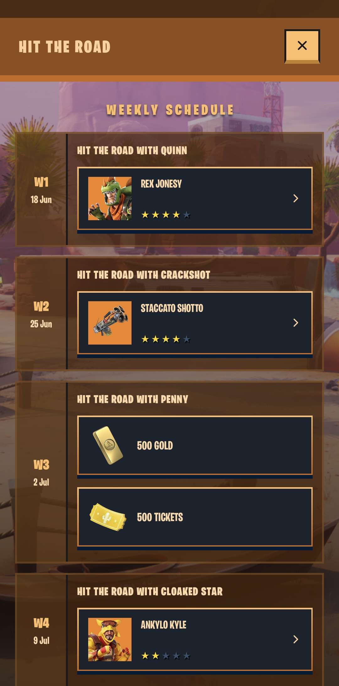Event screen
